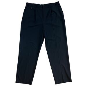 MNG by Mango Black Pants SZ 12 Pleated Straight Work Career Minimalist Academia